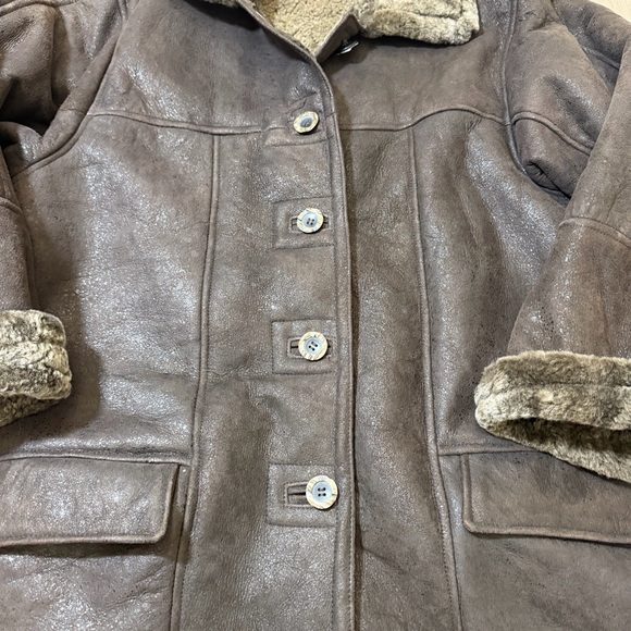 Vintage Flash Leather Sheepskin Shearling Lined Women’s Via Button Up Size Med - Picture 2 of 12